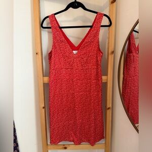 & Other Stories Red Polka Dot Floral Mini Dress